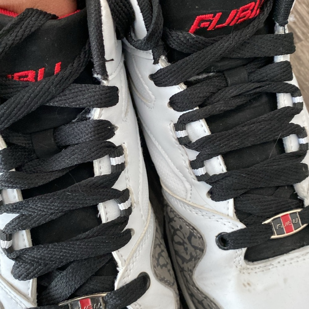 FUBU White, Black, and Gray Patterned ankle Sneakers - Picture 14 of 17